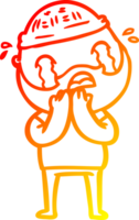 desenho de linha de gradiente quente desenho animado homem barbudo chorando png