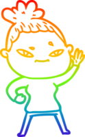 rainbow gradient line drawing cartoon woman png