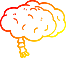 dibujo de línea de gradiente cálido cerebro de dibujos animados png