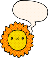 cartoon flower and speech bubble in comic book style png