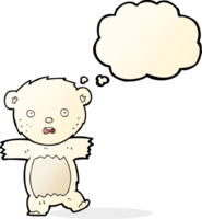 cartoon shocked polar bear cub with thought bubble png