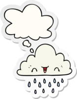 cartoon storm cloud and thought bubble as a printed sticker png