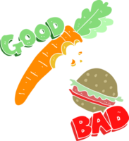 flat color illustration of a good and bad food png