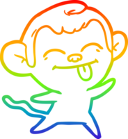 rainbow gradient line drawing funny cartoon monkey png