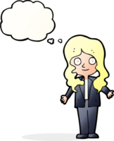 cartoon friendly business woman with thought bubble png