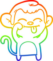 rainbow gradient line drawing funny cartoon monkey png