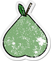distressed sticker of a cute cartoon green pear png