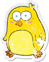 retro distressed sticker of a cartoon bird png