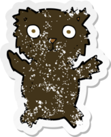 adesivo retrô angustiado de um urso preto de desenho animado png
