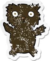 retro distressed sticker of a cartoon black bear png