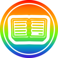caderno circular no espectro do arco-íris png
