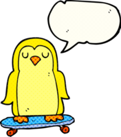 comico libro discorso bolla cartone animato uccello su skateboard png