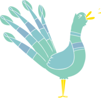 flat color style cartoon crowing peacock png