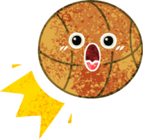 basquete de desenho animado estilo ilustração retrô png