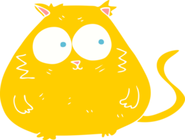 flat color illustration of a cartoon fat cat png