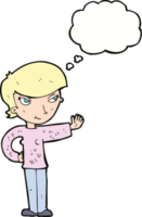 cartoon woman waving with thought bubble png