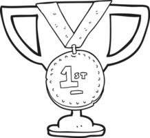 black and white cartoon sports trophy png