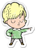 distressed sticker of a cartoon woman png