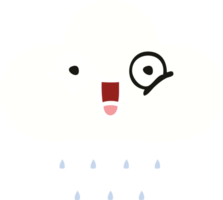 flat color retro cartoon rain cloud png