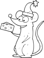 black and white cartoon christmas mouse png