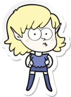 sticker of a cartoon elf girl staring png