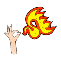 cartoon hand and fire symbol png