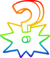 rainbow gradient line drawing cartoon question mark png