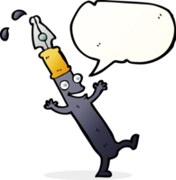 cartoon pen character with speech bubble png