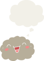 happy cartoon cloud and thought bubble in retro style png