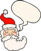 cartoon santa face and speech bubble in comic book style png