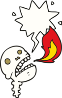 cartoon spookachtige halloween schedel en tekstballon png