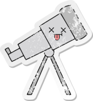 distressed sticker of a cute cartoon telescope png