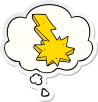 cartoon lightning strike and thought bubble as a printed sticker png