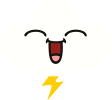 nube de trueno de dibujos animados retro de color plano png