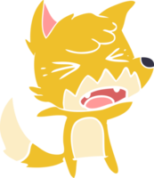 angry flat color style cartoon fox png