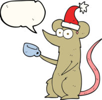 speech bubble cartoon mouse wearing christmas hat png