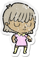 distressed sticker of a cartoon woman png