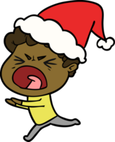 line drawing of a furious man wearing santa hat png