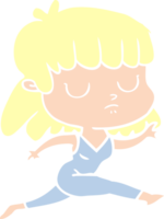 flat color style cartoon indifferent woman running png