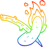 rainbow gradient line drawing cartoon hot dog png