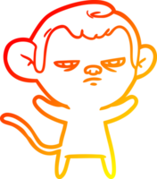 warm gradient line drawing cartoon annoyed monkey png