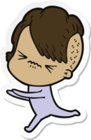 sticker of a cartoon annoyed hipster girl png