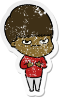 distressed sticker of a cartoon boy png