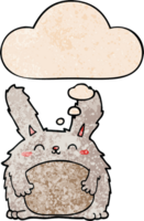 cartoon furry rabbit and thought bubble in grunge texture pattern style png