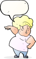 Cartoon glücklich übergewichtige Dame mit Sprechblase png