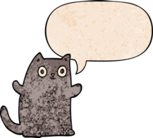 cartoon cat and speech bubble in retro texture style png