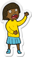 sticker of a cartoon stressed out woman png