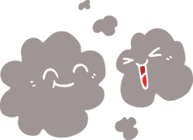 cartoon doodle of happy grey smoke png