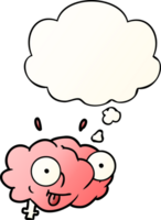 funny cartoon brain and thought bubble in smooth gradient style png