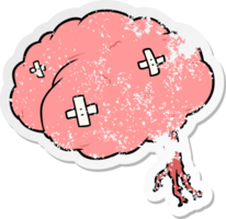 distressed sticker of a cartoon injured brain png